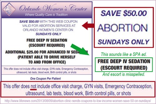 Sunday abortion coupon
